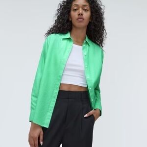 NWT Everlane Silky Cotton Striped Button Down Long Sleeve Shirt Size 0